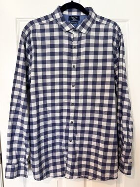 Original Penguin Munsingwear Men’s 17.5 36/37 Blue Gingham Button Down Shirt